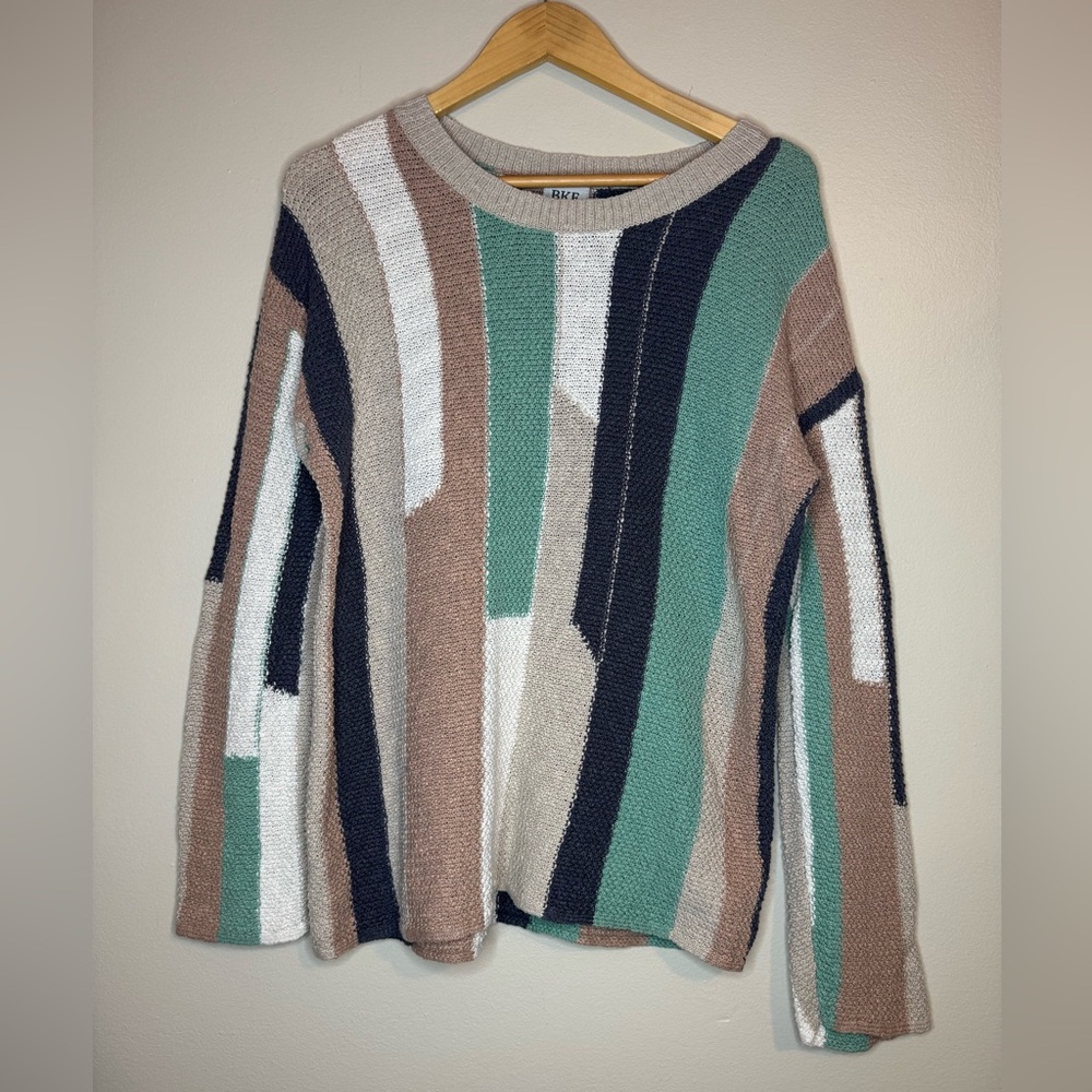 BKE Multicolor Striped Knit Sweater Women's Small Cotton Blend